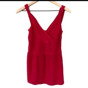 Miu Miu Red Silk Fitted waist Tank Blouse